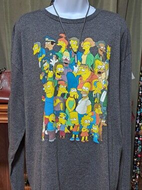The Simpsons Crew Graphic Gray Men’s Sweater
